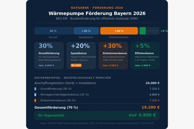 Grafik zur Förderung von Wärmepumpen in Bayern
